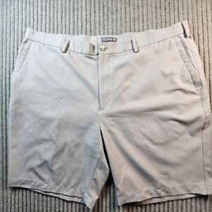 Peter Millar Crown Sport Salem Performance Wicking Golf Shorts Khaki Mens 42